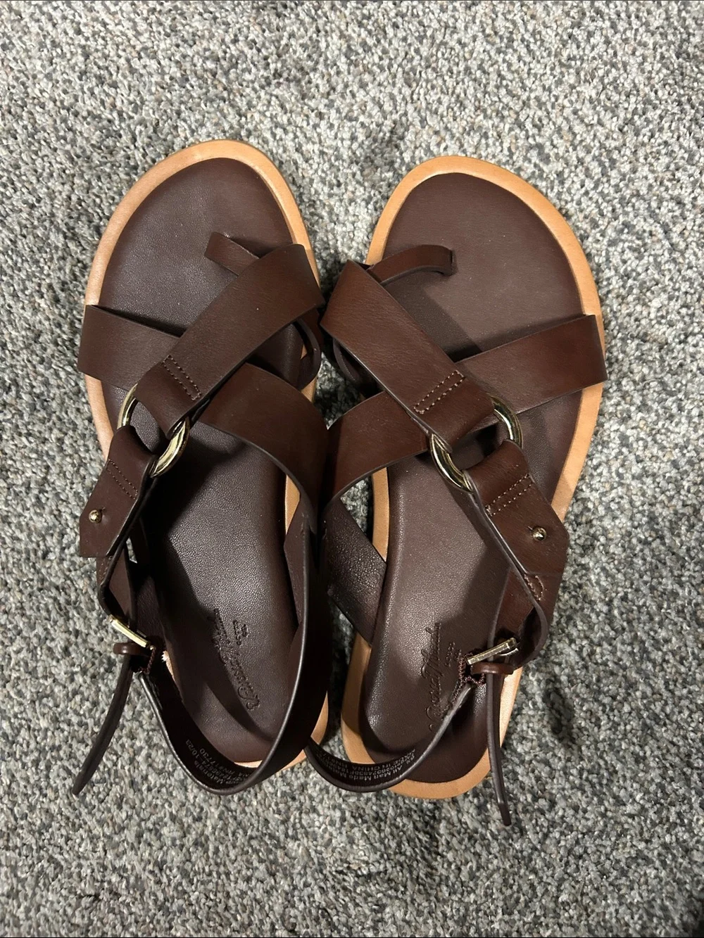 a new day Brown Strappy Flat Sandals